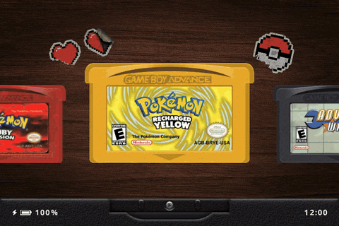 Scrolling the cart carousel across the Game Boy Advance, Game Boy and Game Boy Color shelves