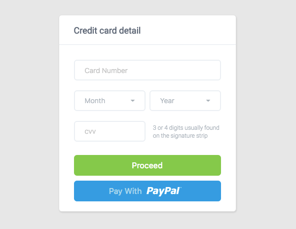 Template credit card payment.