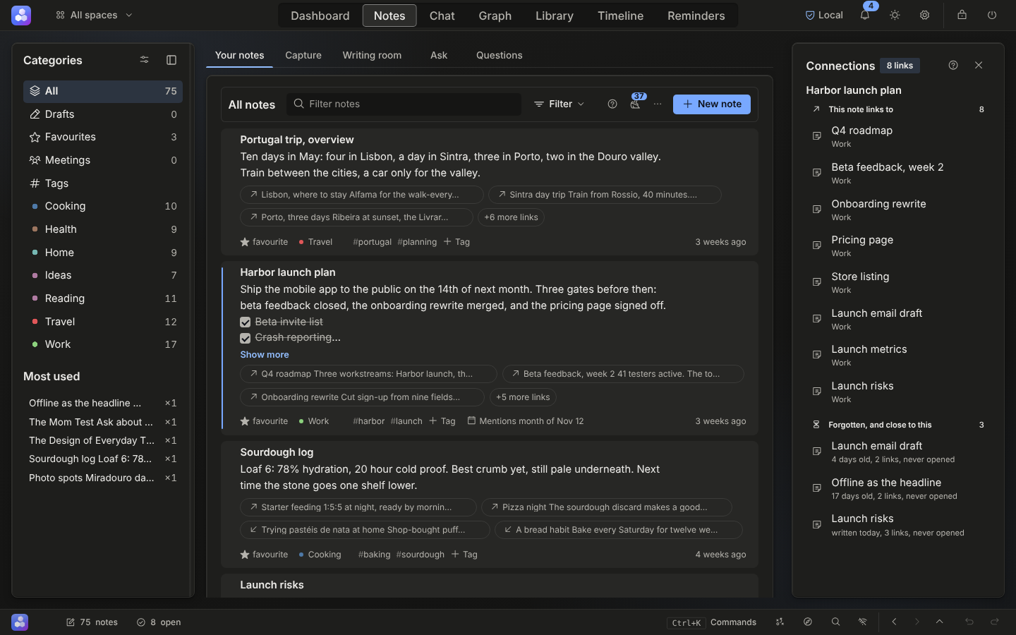 Tessellate notes view