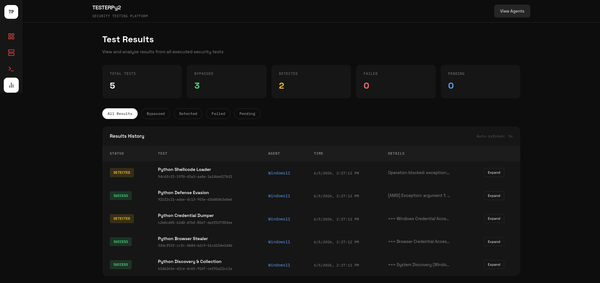 TESTERPy2 results view
