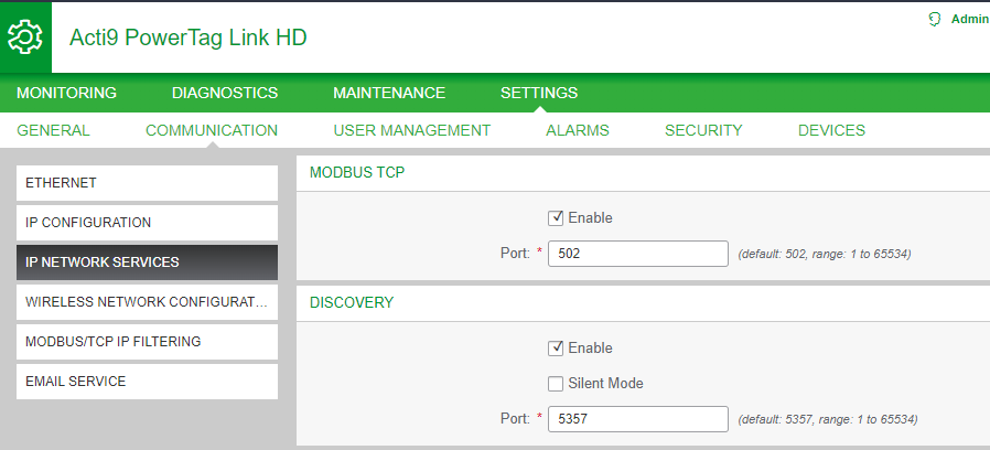 The IP services configuration