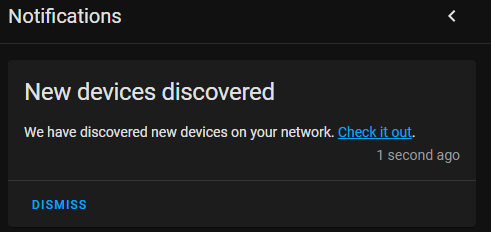 The 'New devices discovered' notification