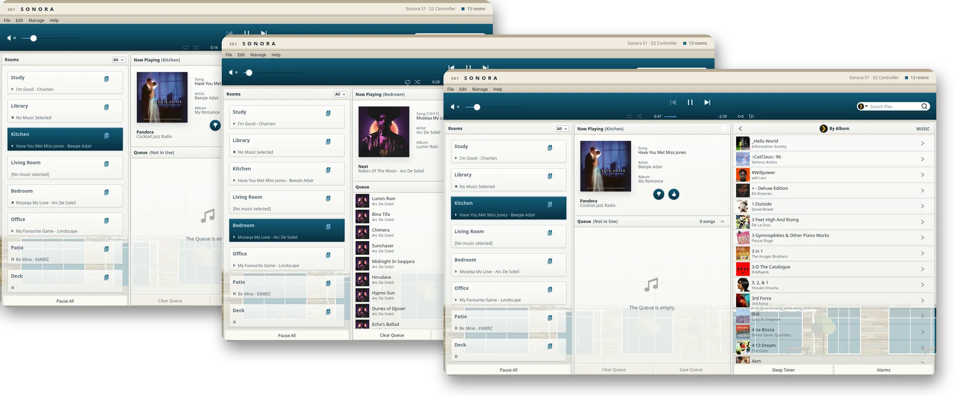Coromar theme: Home, Now Playing and a music service