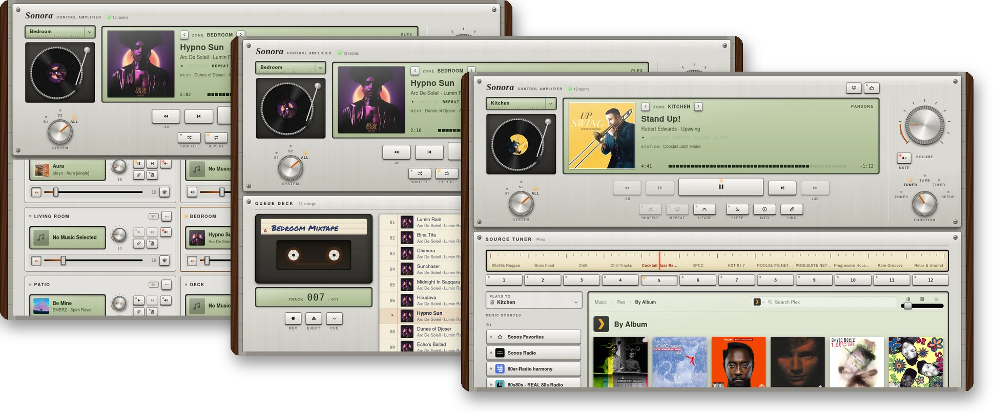 Hi-Fi theme: Home, Now Playing and a music service