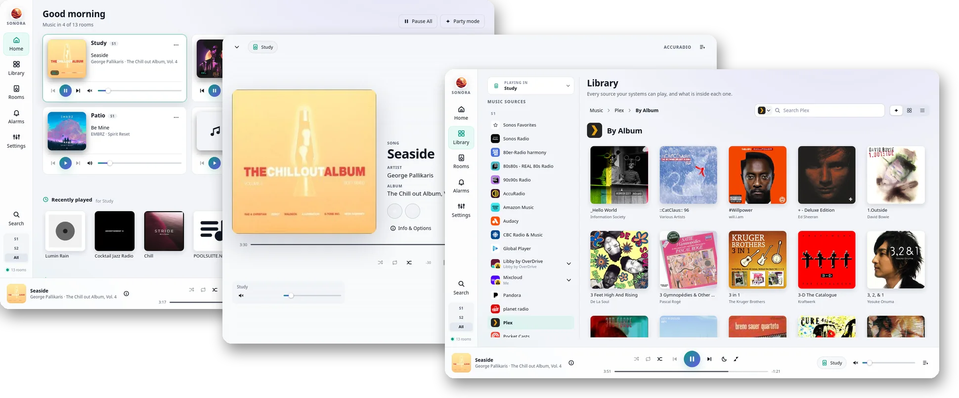 Sonofuture theme: Home, Now Playing and a music service