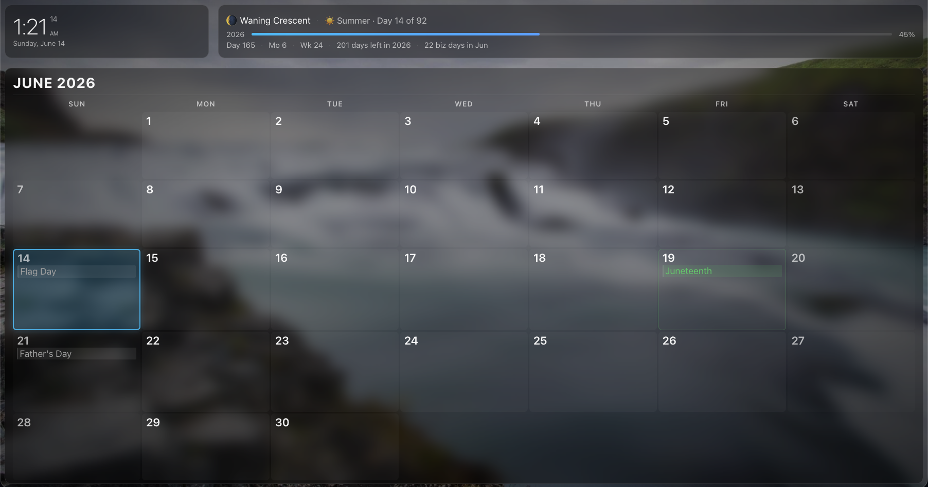 bboard calendar screen