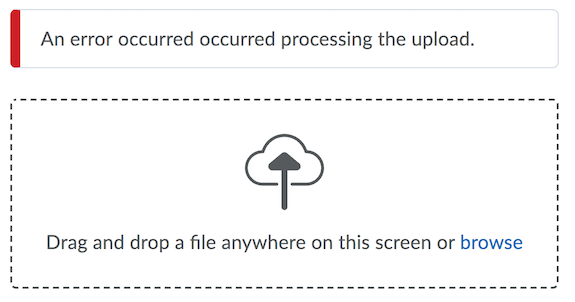 screenshot of file uploader in error state