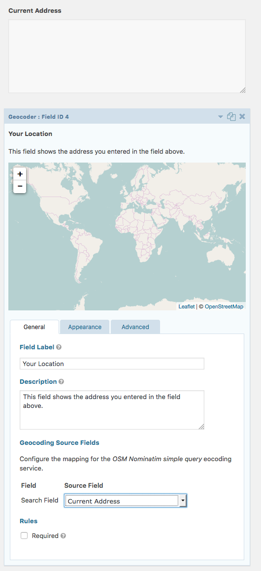 Configuring Brilliant Geocoder for Gravity Forms for use with a simple query geocoder.