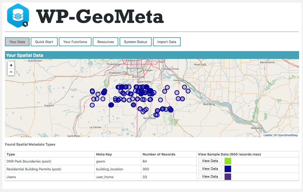 WP-GeoMeta gives you a single place to see what spatial data you have.
