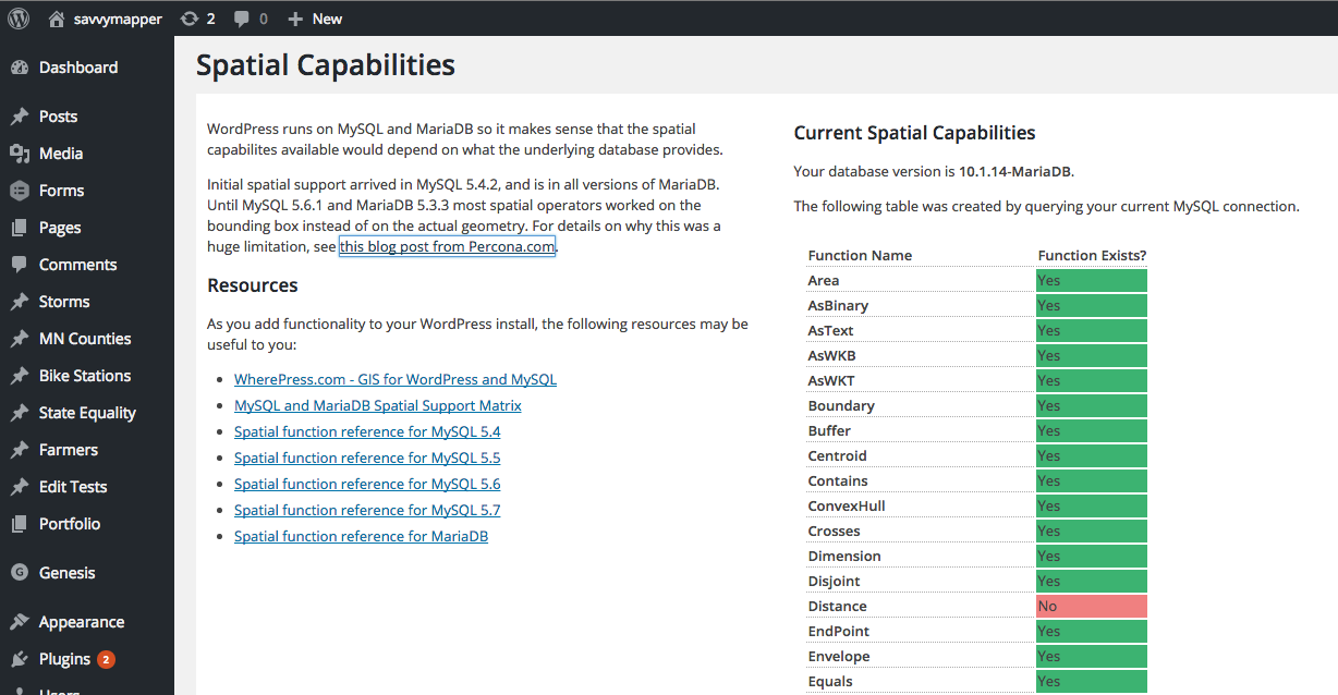 WP Spatial Capabilities Check in action