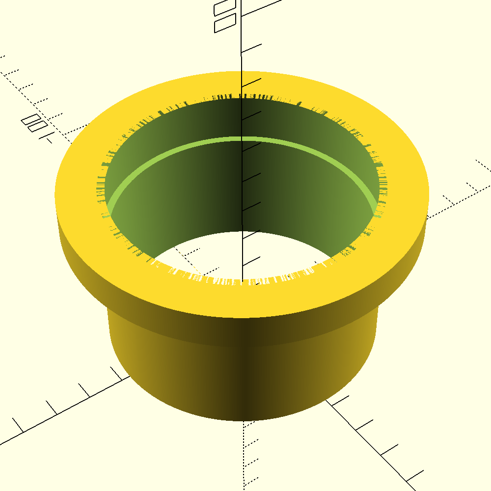 Cable grommet sleeve model — top-down view showing the cable pass-through opening