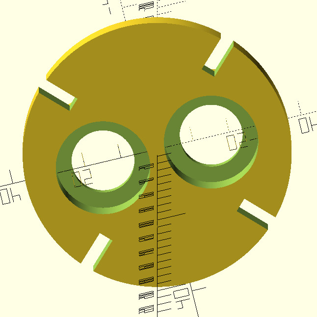 Bracket cap model — top view showing the booster retaining geometry