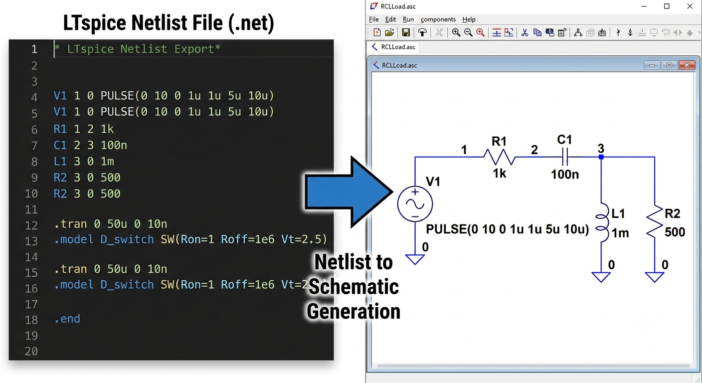 Converts ltspice netlist .net to ltspice .asc file format!