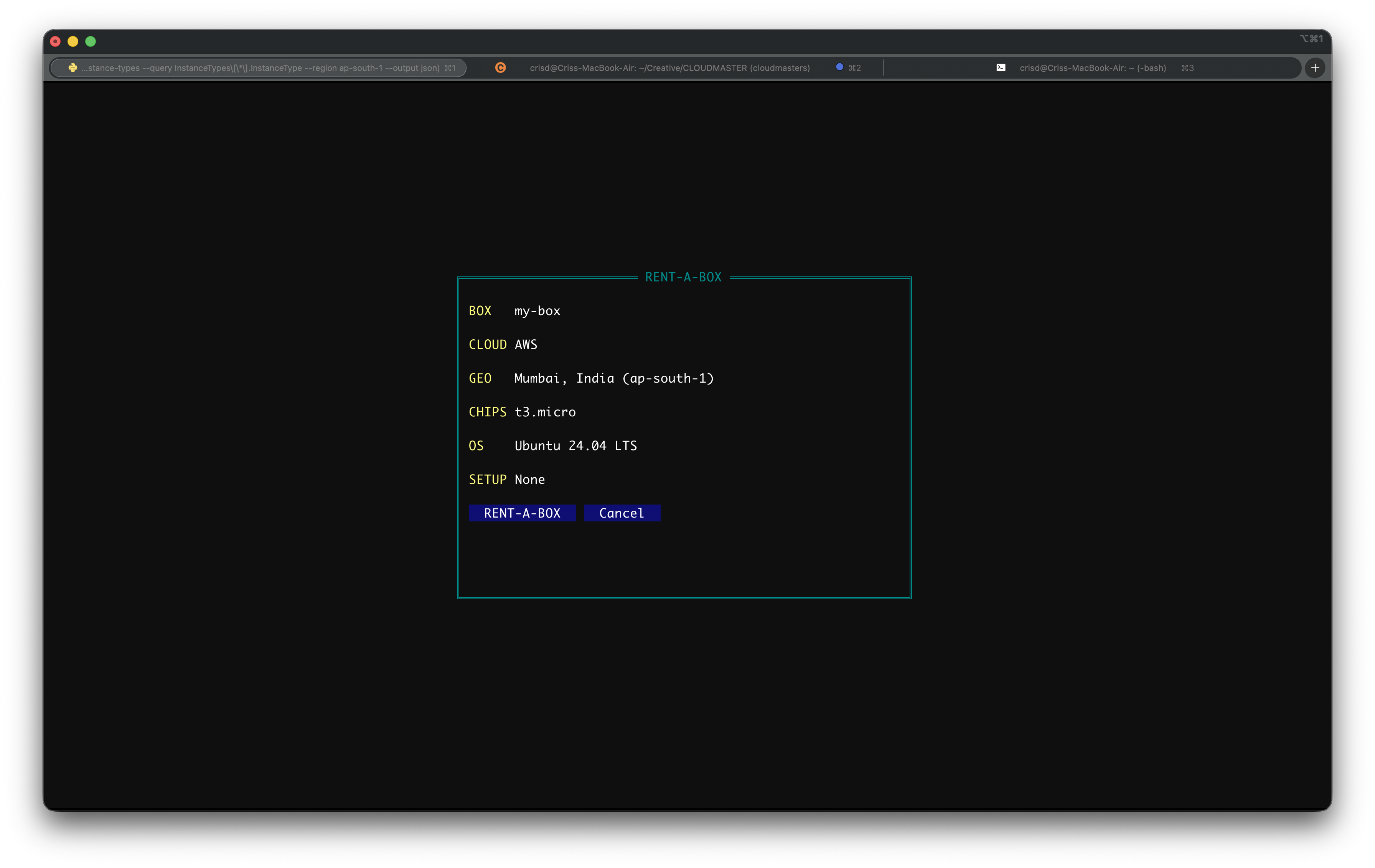 Rent A Box Modal