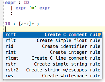 predefined lexer rules