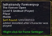 Player tooltip with Self-Found status