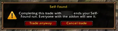Trade warning popup