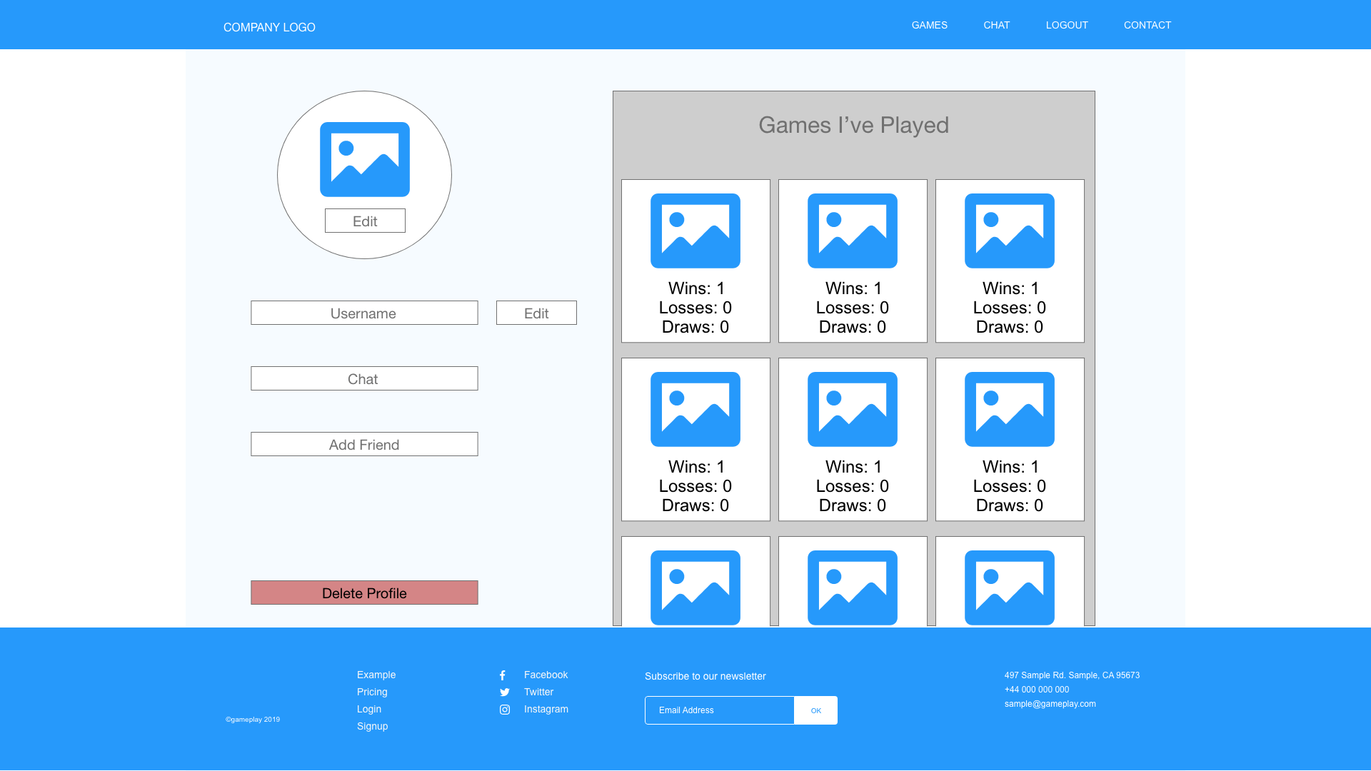 Image of Wireframe - GamePlay User Profile