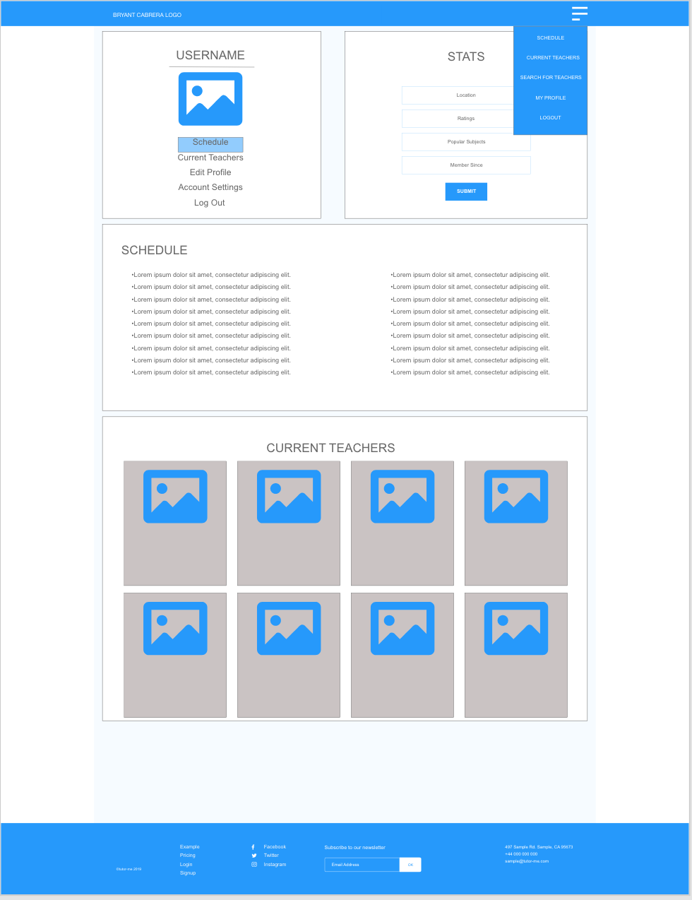 Image of Student Section Wireframe