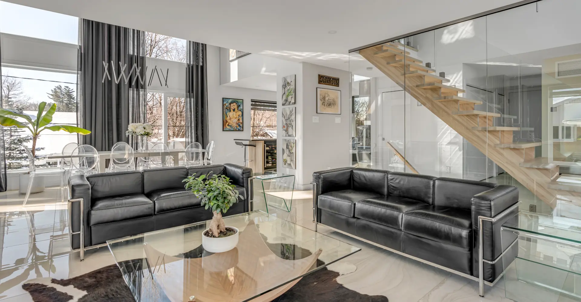 Design d'intérieur de salon moderne à aire ouverte