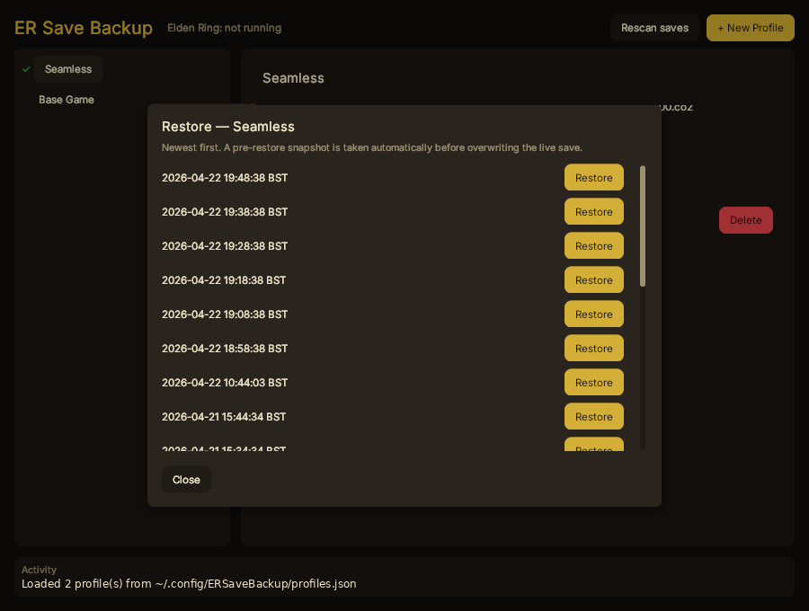 Restore picker