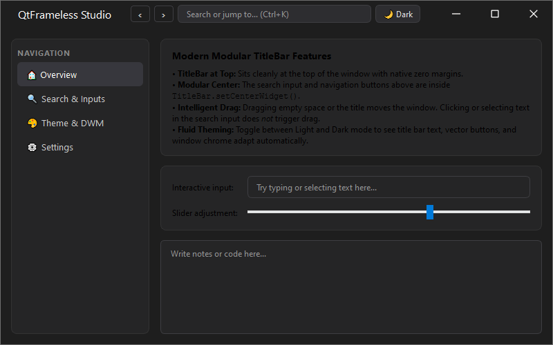 qtframelesskit Windows 10 Showcase