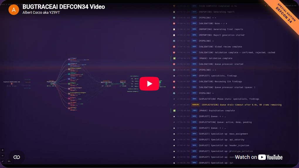 Watch the BugTraceAI DEF CON 34 product demo