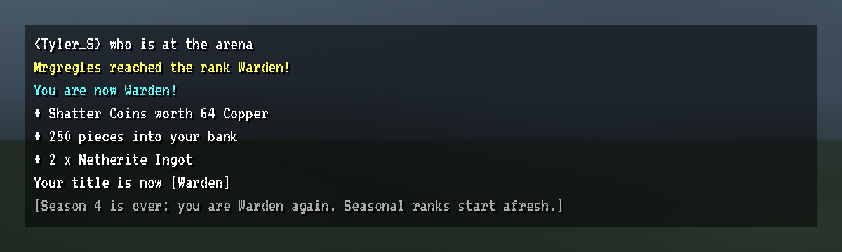 Chat on a rank-up