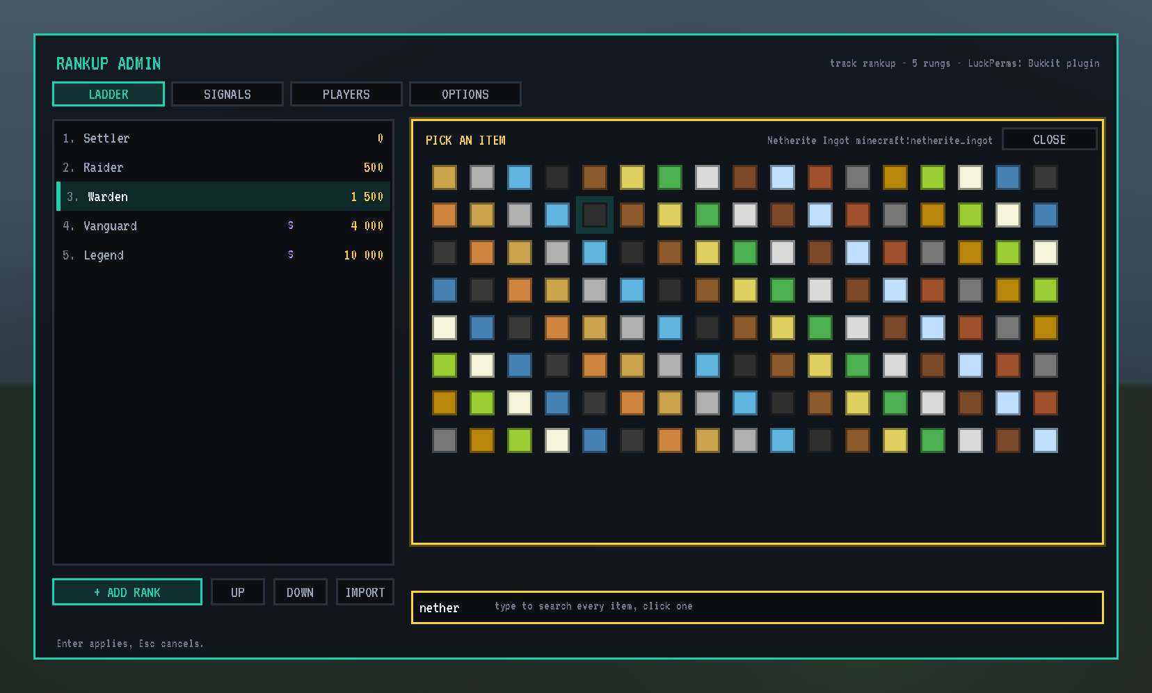 The item browser