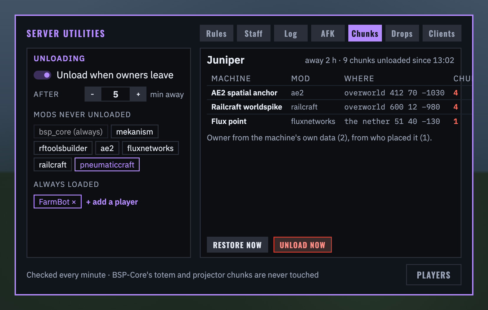 A player's machines