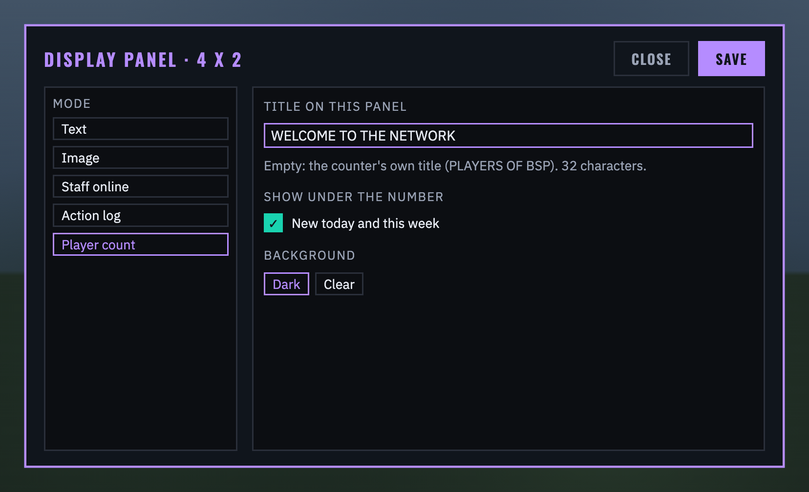 The Player count pane