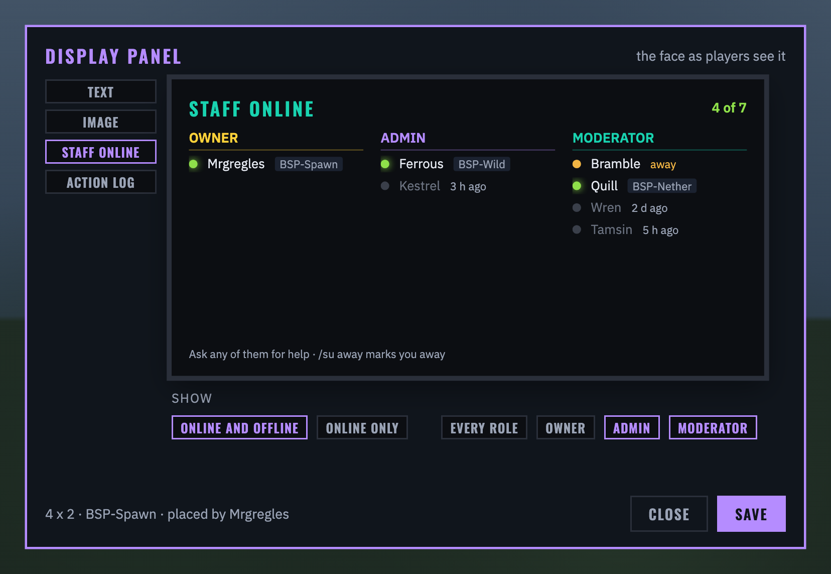 The Staff online pane