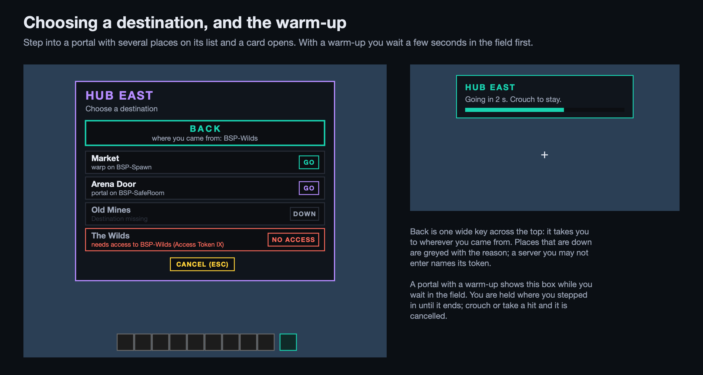 Choosing a destination, and the warm-up