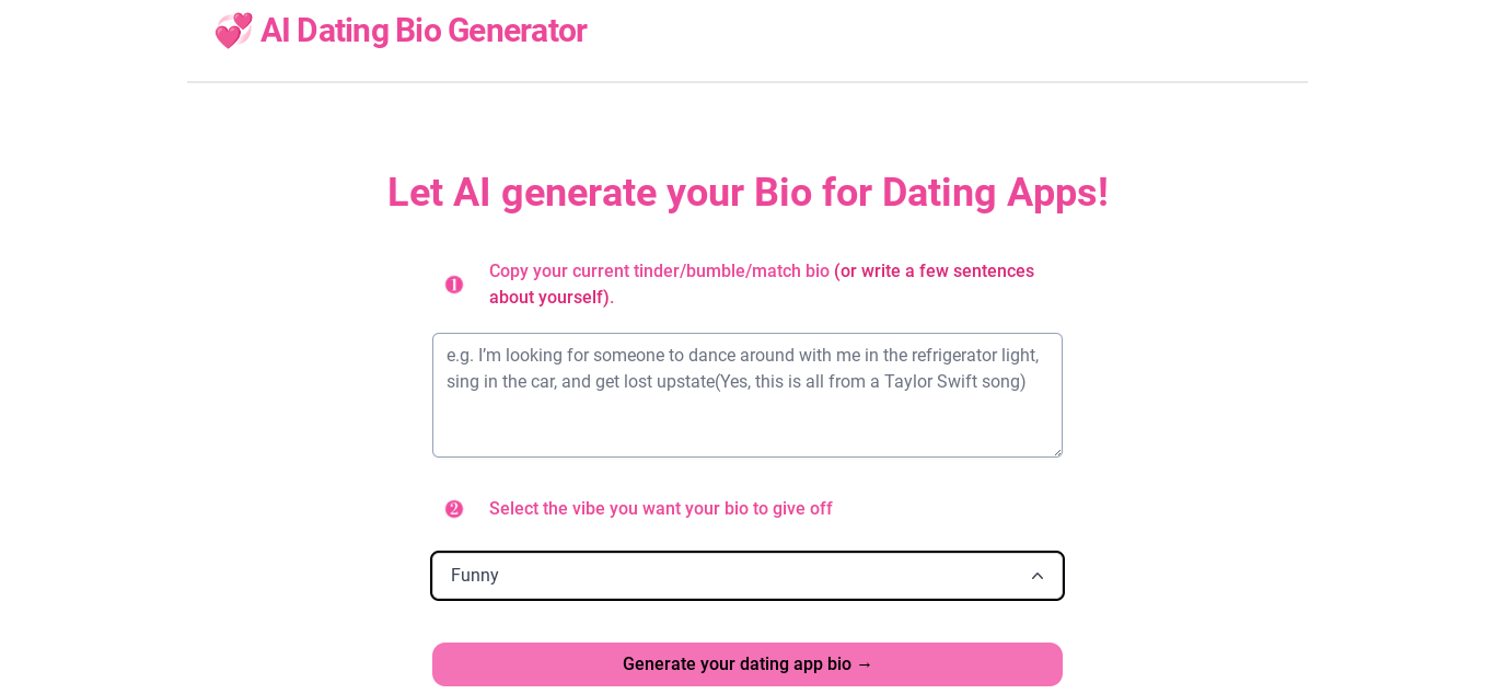 AI Dating Bio Generator