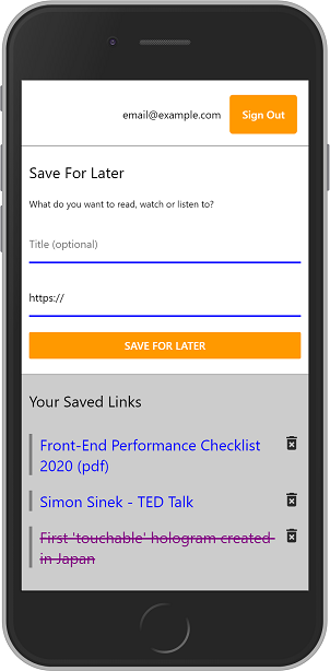 Save Links For Later App Screenshot