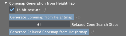 Conemap Generation menu