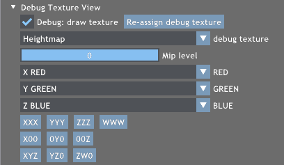 Debug Texture View menu