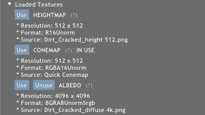 Handled Textures menu