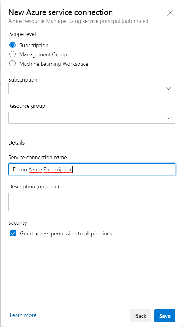 add azure connection