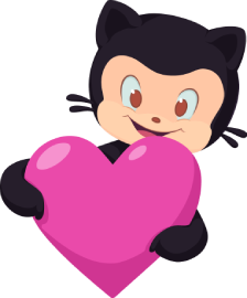 Mona the GitHub Sponsor Octocat smiling and holding a heart