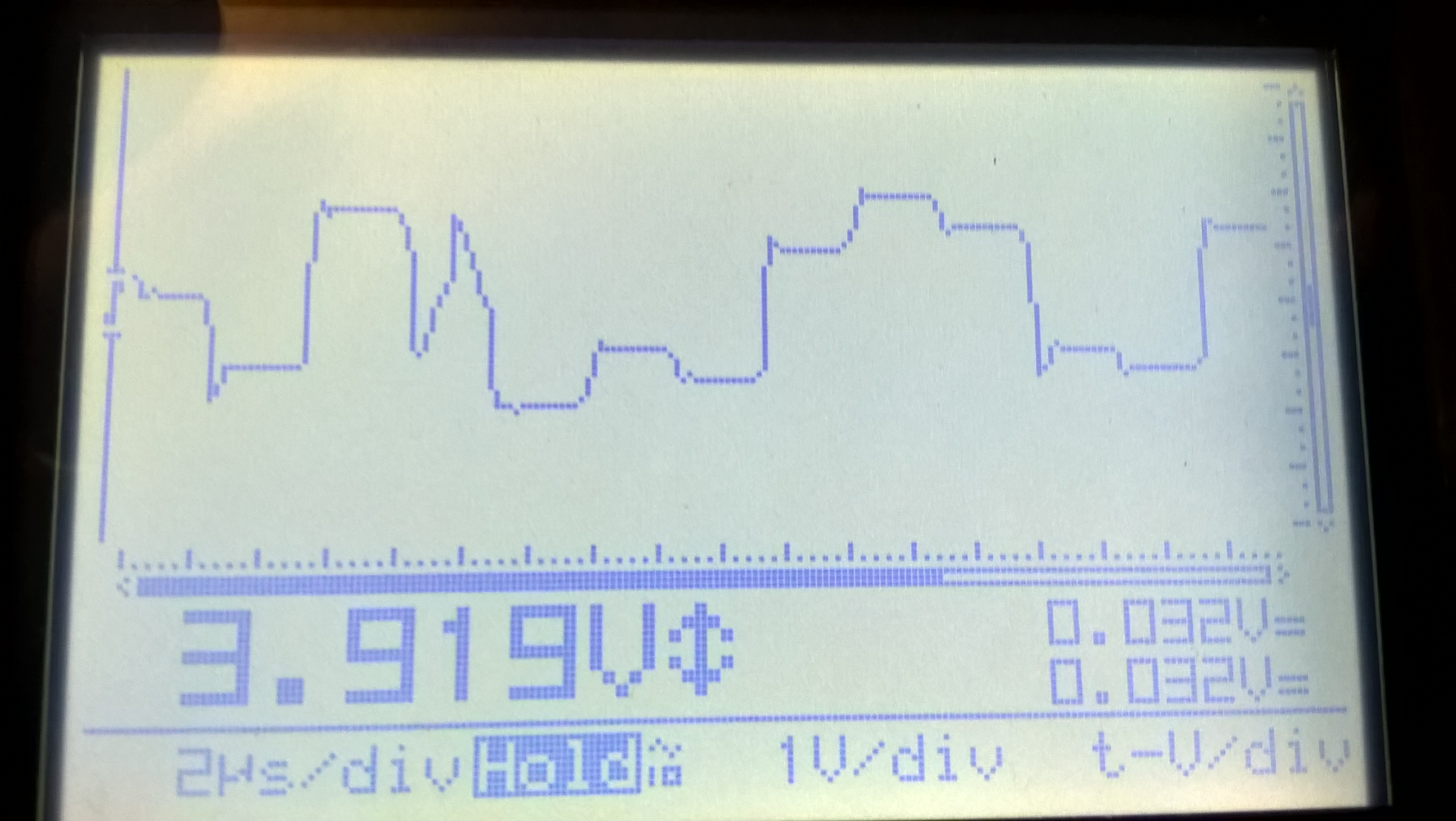 oscope trace of op-amp inverting input