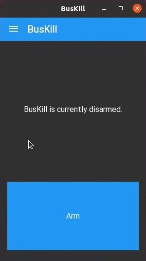Click the button to arm BusKill