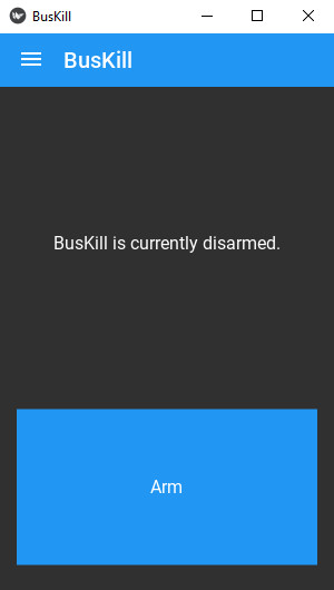 Screenshot of BusKill in Windows