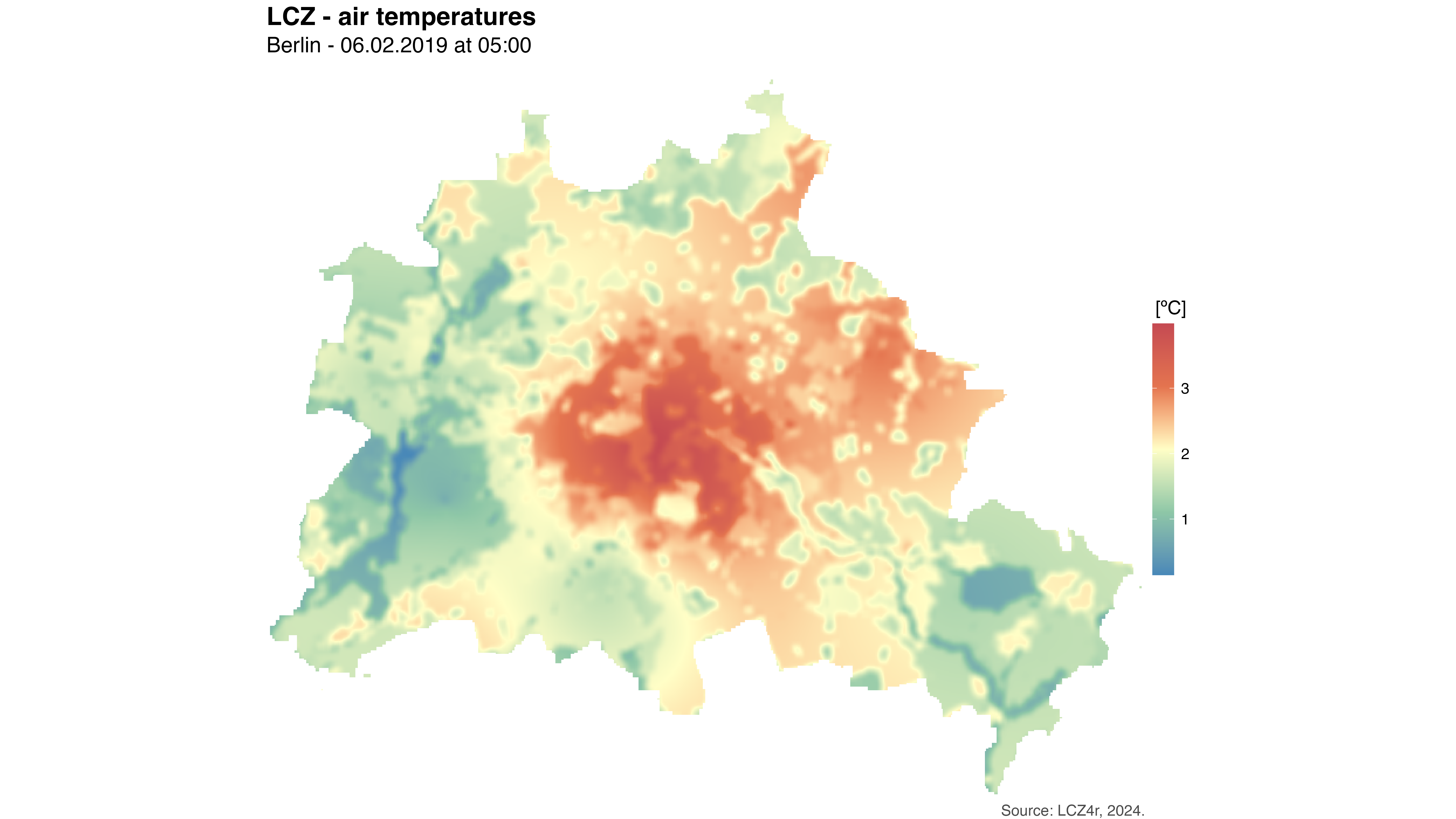 Single-hour temperature interpolation map for Berlin