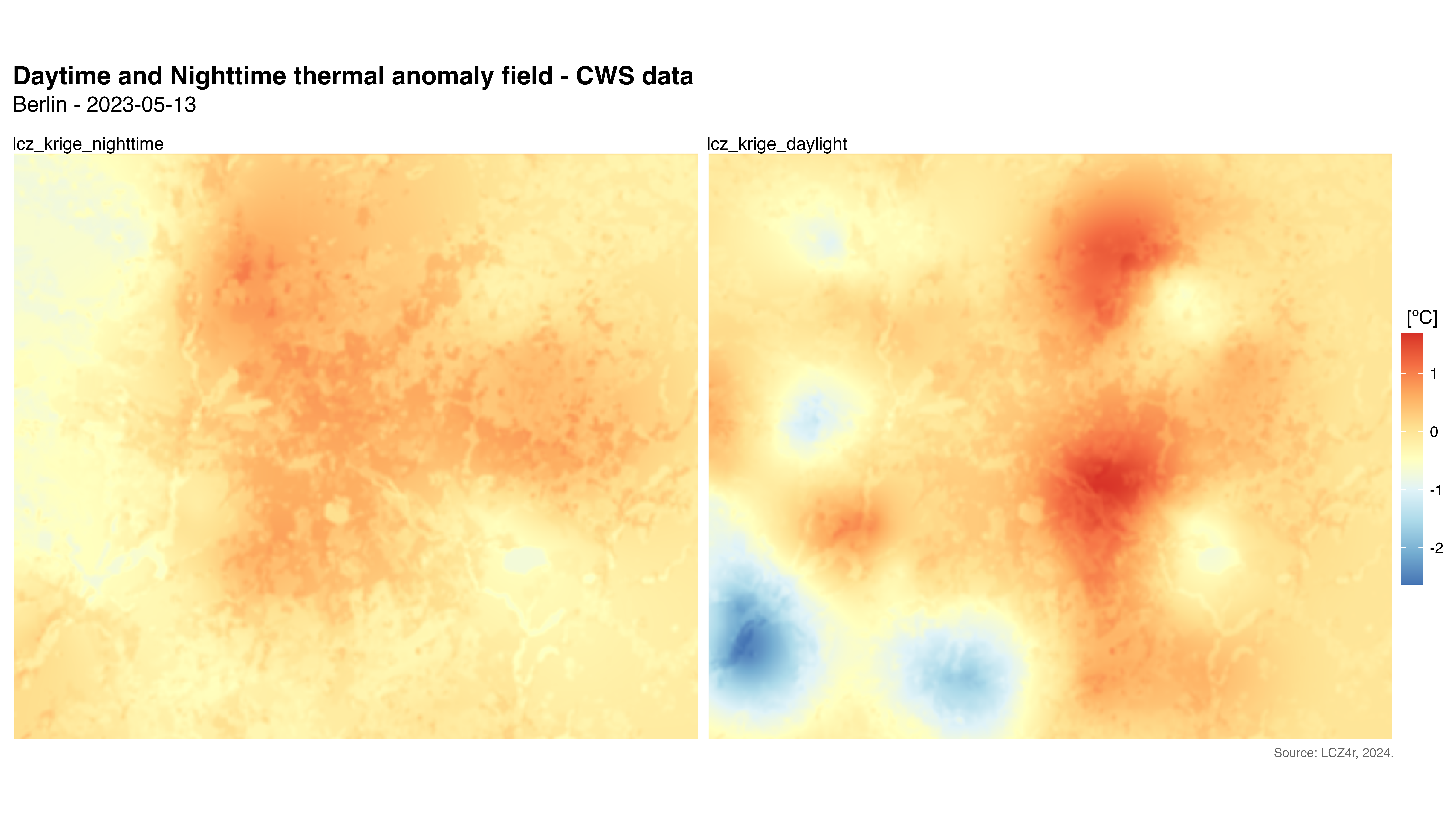Thermal anomaly map showing deviations from urban average