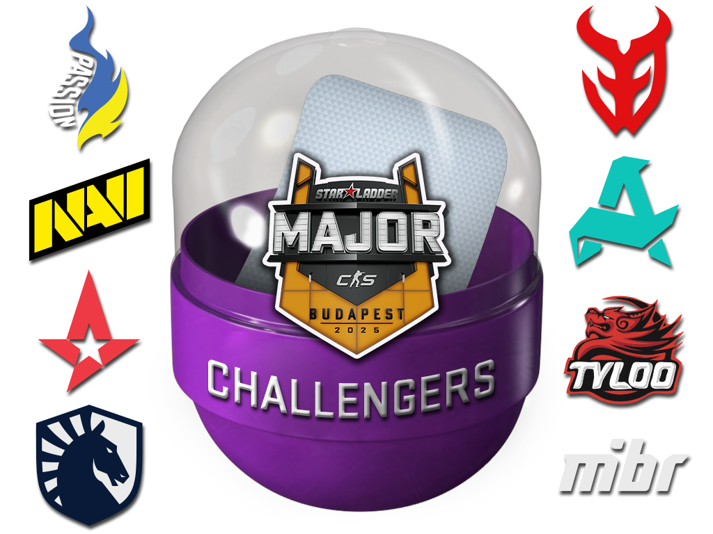 Капсула с наклейками претендентов StarLadder Budapest Major 2025