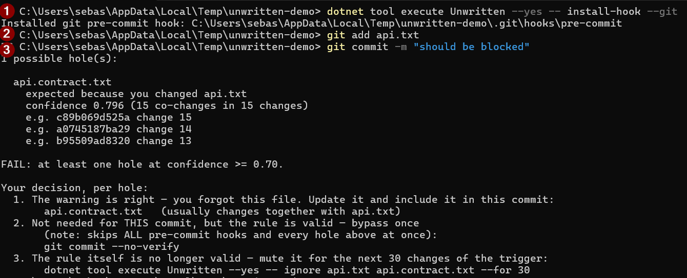 Using pre-commit hook to check for holes