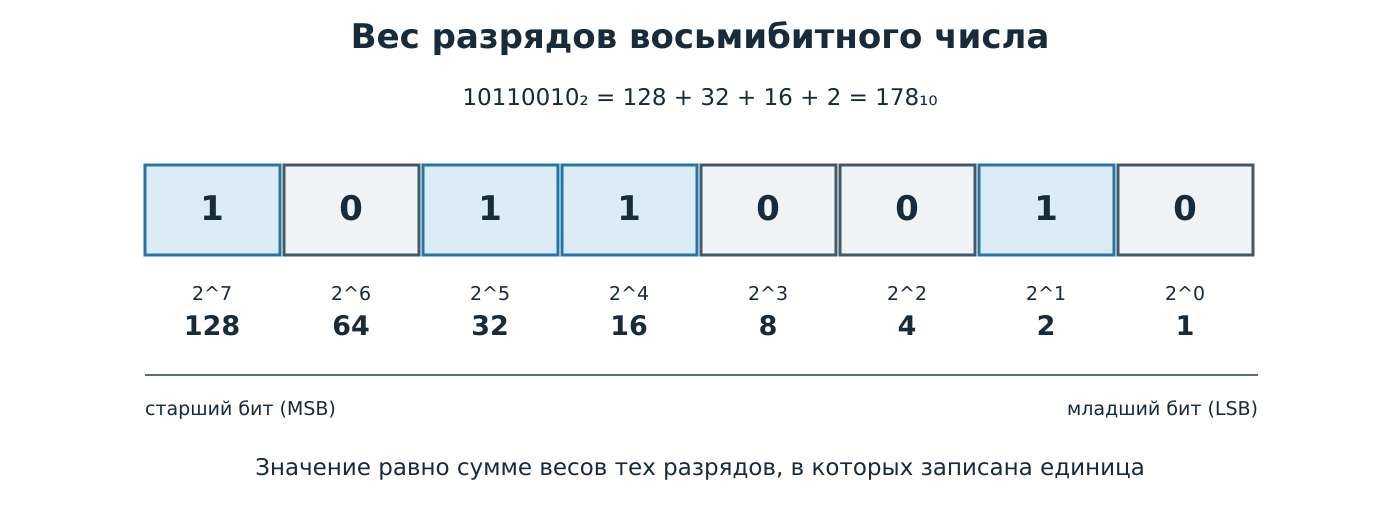 Веса разрядов байта