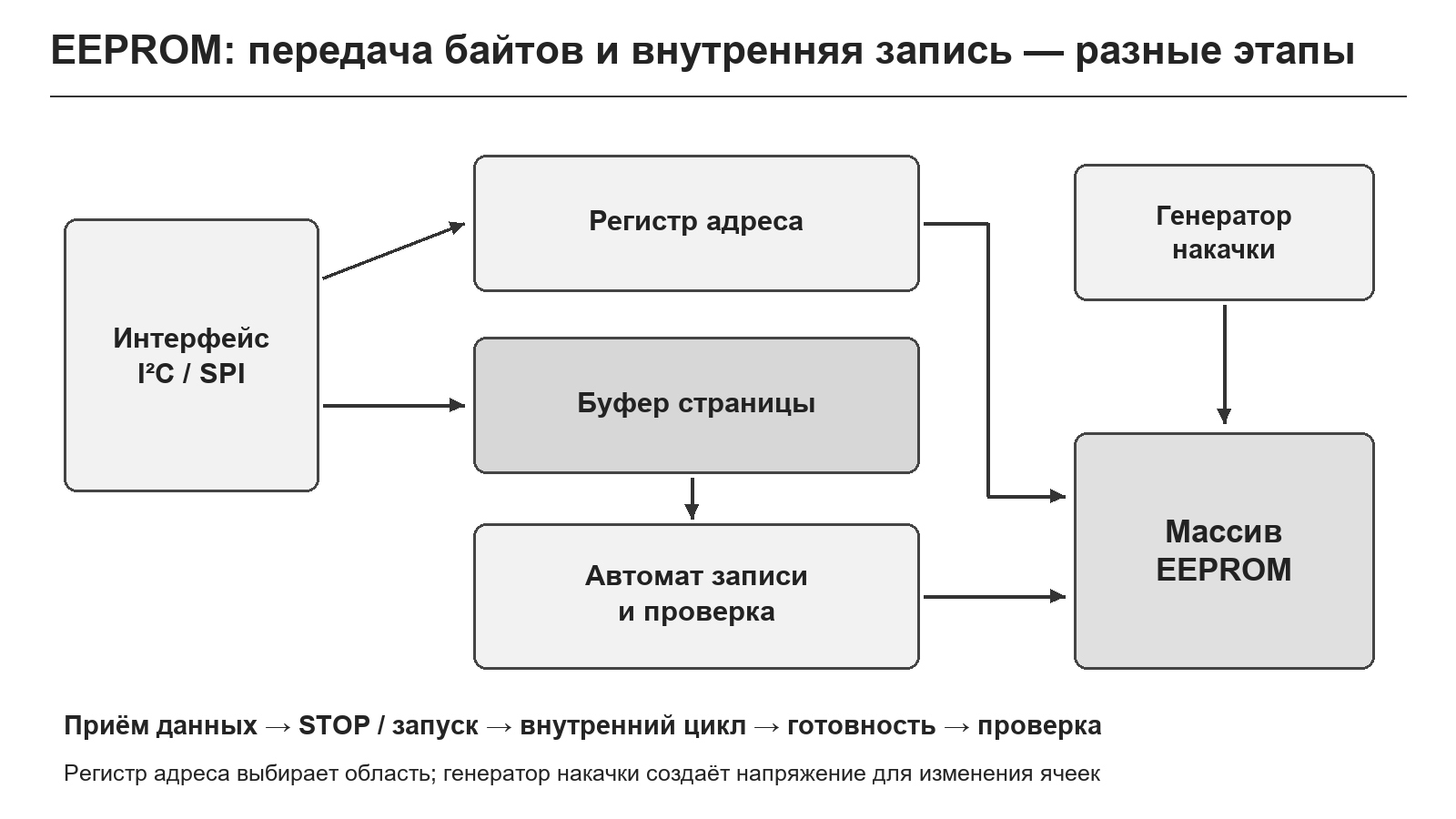 Внутренние узлы EEPROM и выполнение записи