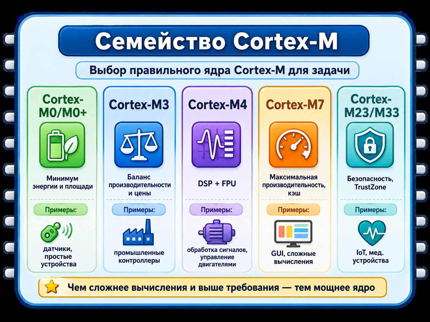 Семейство Cortex-M и области применения
